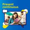 Estudiante del British Council leyendo libro sobre el present continuous en inglés